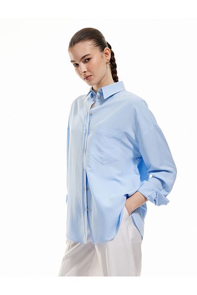 Koton Blue Women's Shirt 5Sak60262Uw