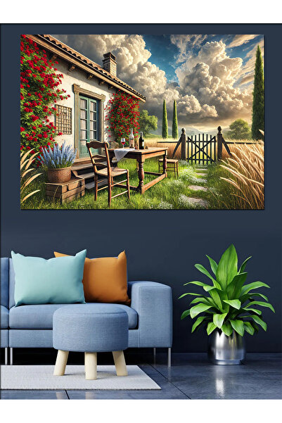 ekart Bahçe Ve Gökyüzü Dekoratif Kanvas - Mdf Ahşap Tablo