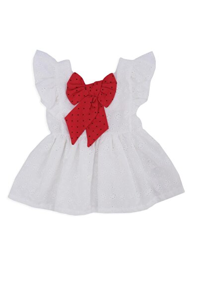 Bebelop Kız Bebek Fiyonklu Dantel İşlemeli Fırfırlı Elbise