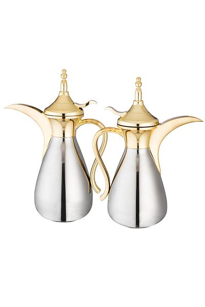 ALSAIF Dallah Plus 2-piece thermos set in silver and gold
