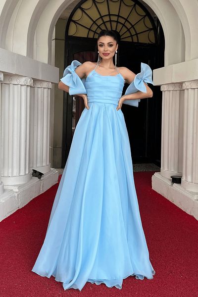 giyimmasalı Φόρεμα Organza Fabric με κορδόνι πλάτης - BABY BLUE