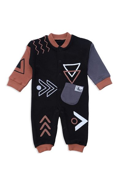 Bebelop Baby Boy Bermuda Triangle Original Geometry Patterned Snap Jumpsuit