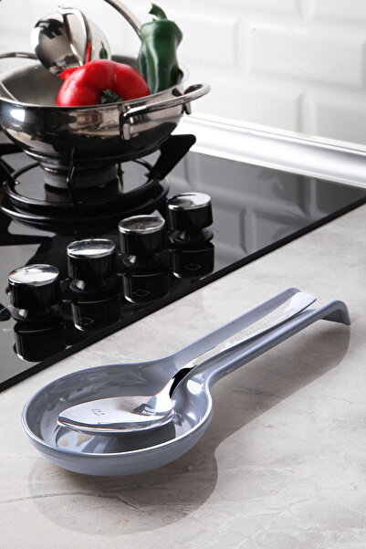 ECO KİTCHEN Cool Gri Kaşık Altlığı - Yatay Kaşıklık Kepçe Altı (Sert Plastik)...