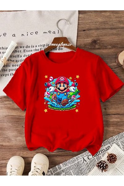 oneagılyazı Mario Printed Children's Oversize T-Shirt