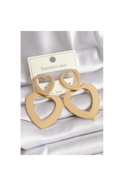 Skygo 316L Steel Gold Color Heart Model Women's Earrings - Tj-Bkp9714