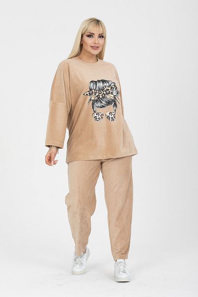 Dejabrew Jeans طقم علوي سفلي مخملي رفيع مقاس كبير A064-1