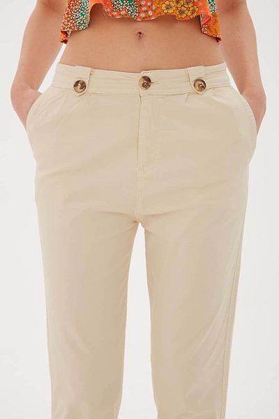 Fashion Friends Comfortable High Waist Stretchy Beige Women's Trousers 25Y0312K1