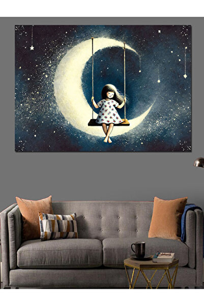 ekart Fata la lumina lunii Canvas Decorativ - Tabla din lemn MDF