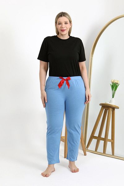 Akbeniz Pijama de damă din bumbac cu fundul marimii 27559 Albastru