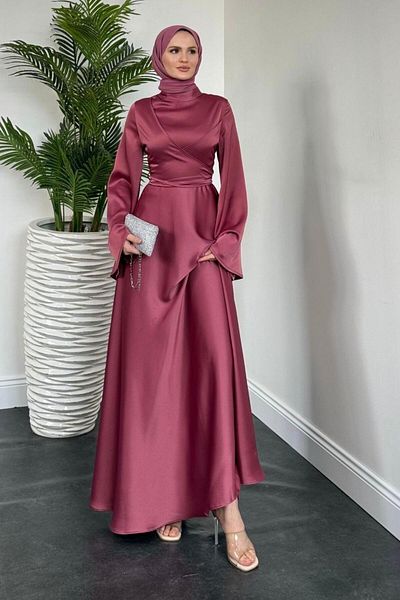 MERVEN AKYÜZ Βραδινό φόρεμα Pre-Pary Cross, Dusty Rose