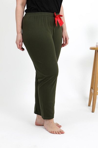 Akbeniz Women's Cotton Large Size Bottom Pajamas 27559 Khaki