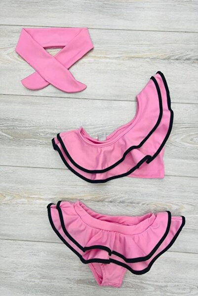 DeKuBaby Σετ μπικίνι για κορίτσια με μπαντάνα Flounced One Shoulder Ruffle Cutout Decollete Model