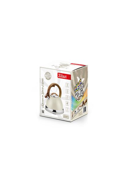 Zilan Ceainic Retro din inox cu fluier Zilan ZLN1290, Bej, Compatibil gaz, electric & inductie, 3.5L