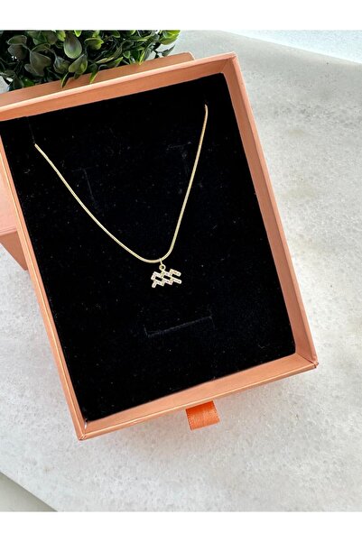 LUCKY ACCESSORIES ÇELİK ZİRKON TAŞ BURÇ KOLYE KOVA  BURCU