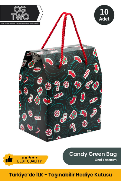 OGTWO 10 Adet Konsept Tasarım Hediye Kutusu Toptan Hediyelik Kutu Çanta 24x14...