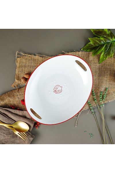 Aryıldız Red Bird Deep Presentation Plate 28 cm