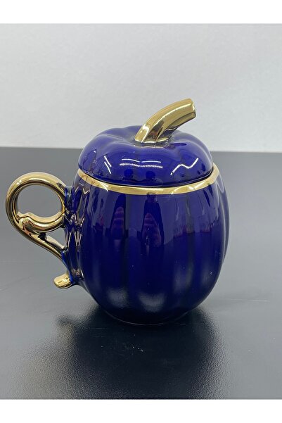 YzHome كوب يقطين مطلي بالذهب من البورسلين مع غطاء سعة 300 مل