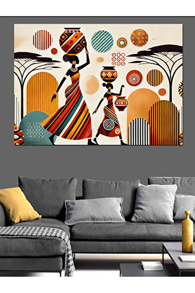 ekart Retro Afrikalı Kadın Tasarımı Dekoratif Kanvas - Mdf Ahşap Tablo