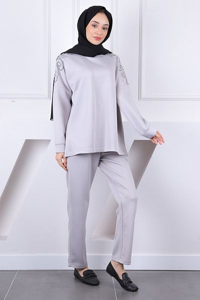 İmajButik Gray Shoulder Stone Scuba Suit