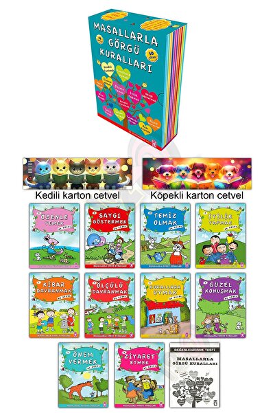 Timaş Çocuk Masallarla Görgü Kuralları Seti - (10 Kitap + Değerlendirme Testi...