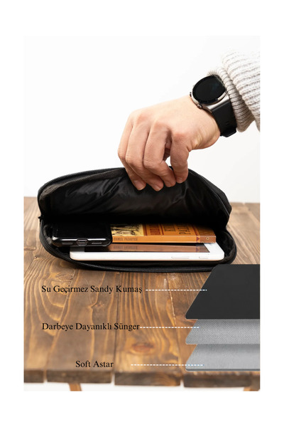 Polina Tablet Çantası & Tablet Kılıfı. Ipad, Matepad, Galaxy Tablet Çantası 10&11 Inç'e Kadar Uyumlu Siyah.