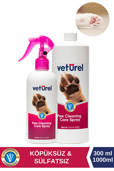 Veturel Parfümsüz Köpüksüz Pati Temizleme Koku Giderici Enfeksiyon Önleyici Tüy Tarama Bakım Sprey Seti