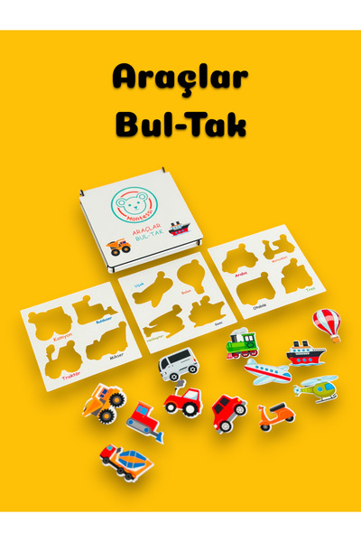 Bellacasa Araçlar Ahşap Tak-Çıkar,Eğitici Araçlar Puzzle,Kutulu Yap Boz,Eğiti...