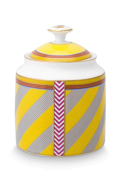 Pip Studio Porcelain sugar bowl, Pip Studio, Stripes Yellow, 550ml, Pip Chique collection