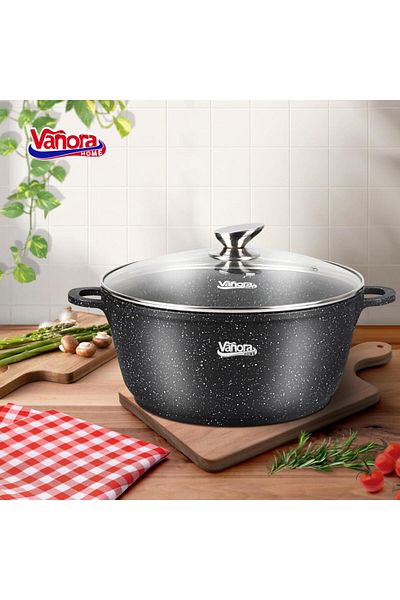 vanora Cast Aluminum Semi-Pot With Lid, 28x12.5 Cm, ​​7.6 L, Home Classic