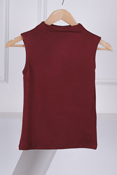 İmajButik Бордовий безрукавний боді з модальним коміром