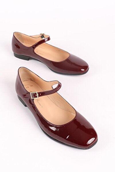 Hayati Arman Women's Genuine Leather Top Banded Babet Burgundy Patent Leather