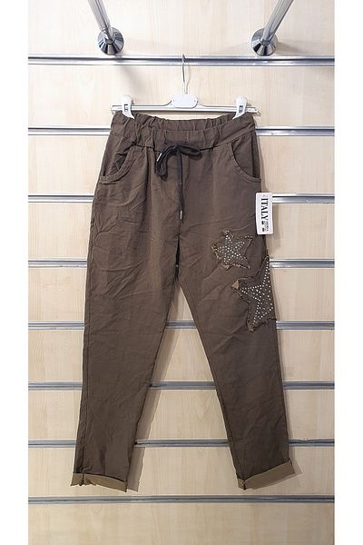 Park Moda Italian Trousers Star Motif Stone Embroidered