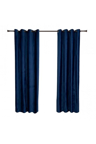 Heinner Curtains Set of 2 velvet curtains 140x270 Blue