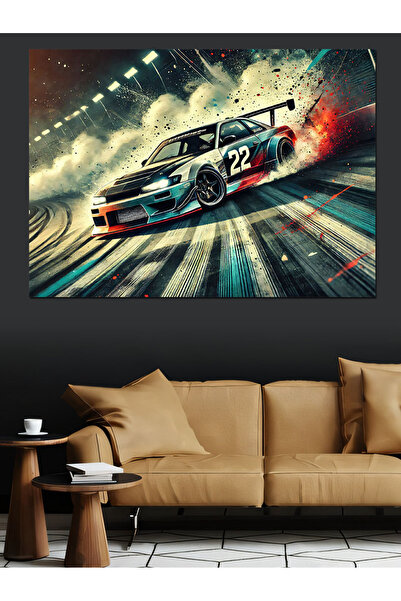 ekart Hızlı Yarış Arabası Dekoratif Kanvas - Mdf Ahşap Tablo