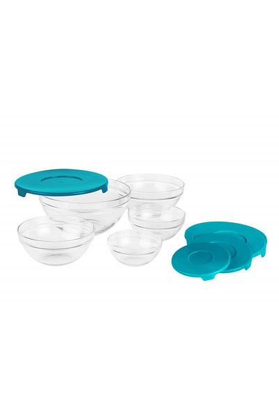 vanora SET 5 BOLURI DE STICLA CU CAPAC,ALBASTRU