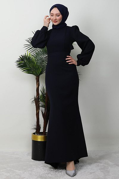 GİYZAMİLA Φόρεμα Dark Navy Blue Lavin Crepe