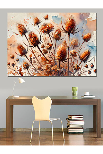 KanvasSepeti Buchet de flori uscate Pictură în ulei decorativă Pânză texturat...