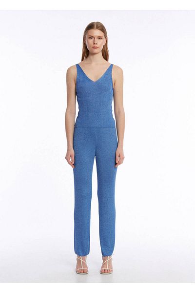 Knitss Slim Fit Μπλε Πλεκτό Μπλουζάκι