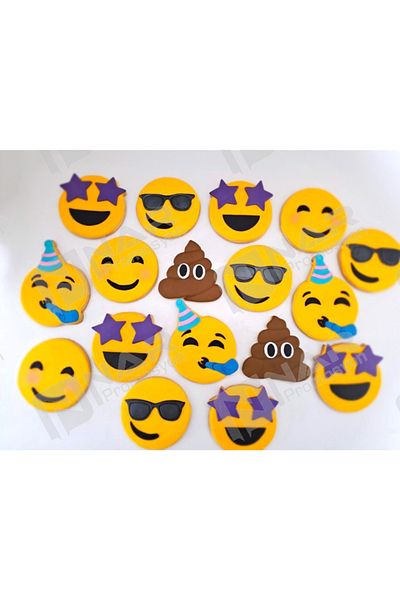 Nar Promosyon Play Dough Mold: Smiling Face Emojis 5'Li Cookies Turkish Breakfast Dough Ceramic Mud Mold