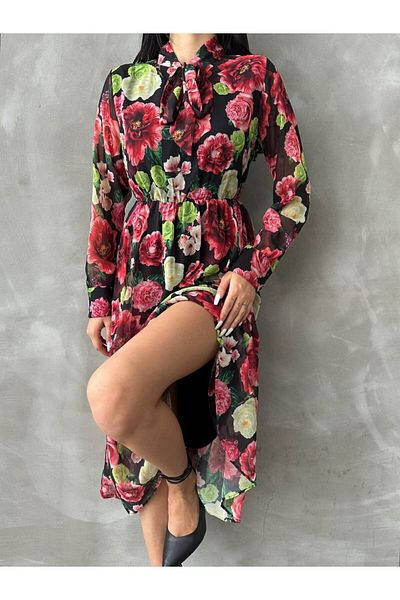 ADA MODA Printed veil midi dress