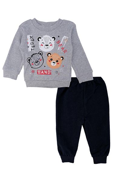 Bebelop Baby Boy Cute Bear Printed 2-Piece Top and Bottom Tracksuit Set
