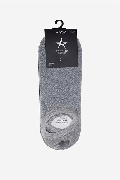 ALTINYILDIZ CLASSICS Men's Anthracite-Grey 3-Pack Silicone Supported Sneaker Socks