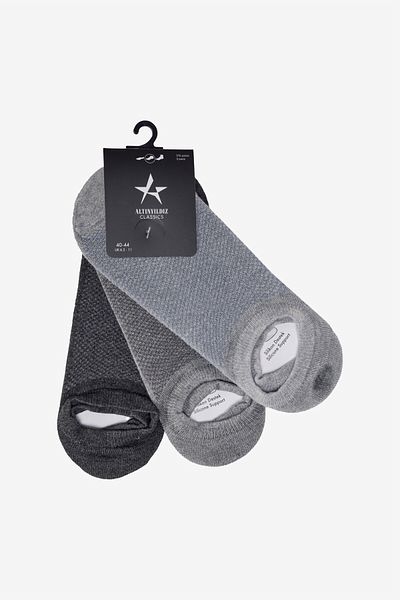 ALTINYILDIZ CLASSICS Men's Anthracite-Grey 3-Pack Silicone Supported Sneaker Socks