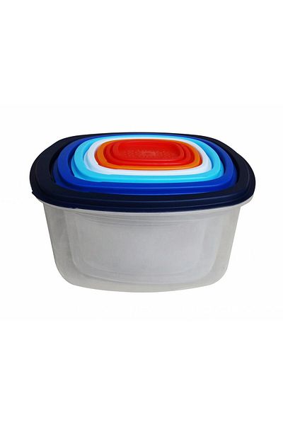 vanora SET OF 7 SQUARE FOOD CONTAINERS WITH LIDS, PLASTIC