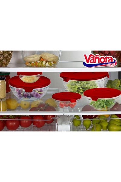 vanora SET 5 BOLURI DE STICLA CU CAPAC, ROSU