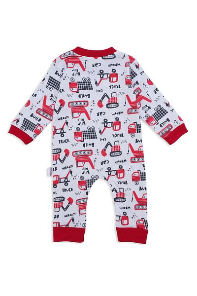 Bebelop Baby Boy Dozer Vehicle Printed Patterned Jumpsuit with Front Pocket