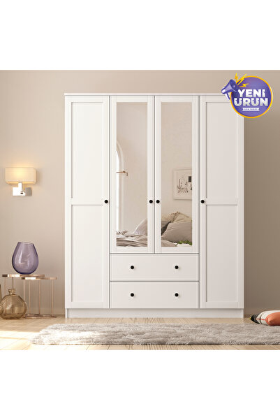 Rabi Side 4 Kapak 2 Çekmece Aynalı Gardırop