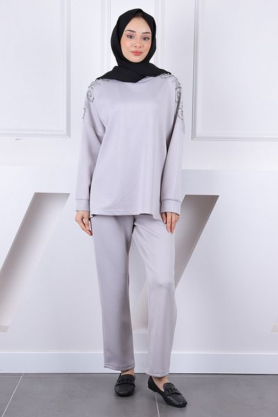 İmajButik Gray Shoulder Stone Scuba Suit