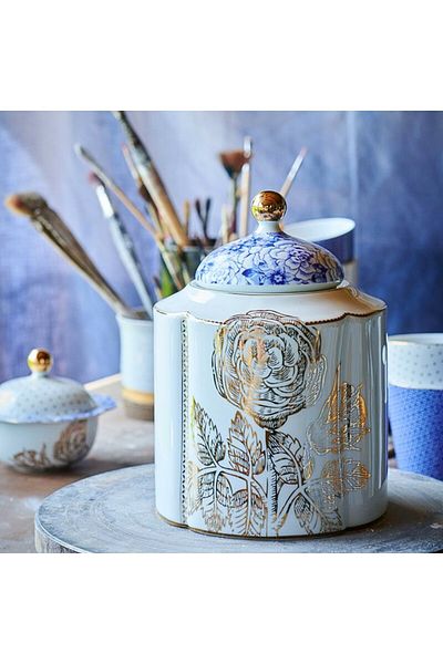 Pip Studio Borcan Cu Capac Din Porțelan, , 16x16x21.5 Cm, 1900 Ml, Colecția Royal White