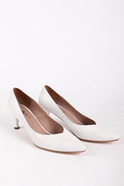 Hayati Arman Women's Genuine Leather Heeled Stiletto White